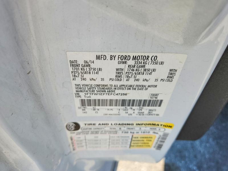 50140456 :رقم المزاد ، 1FTFW1EF7EFC47256 vin ، 2014 Ford F150 مزاد بيع