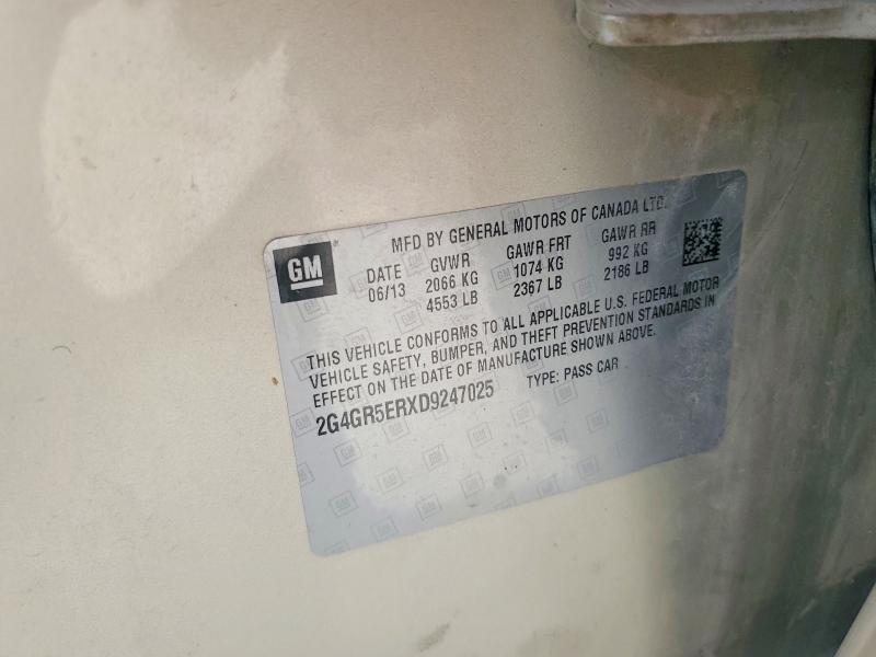 2013 Buick Regal მანქანა იყიდება აუქციონზე, vin: 2G4GR5ERXD9247025, აუქციონის ნომერი: 48901076