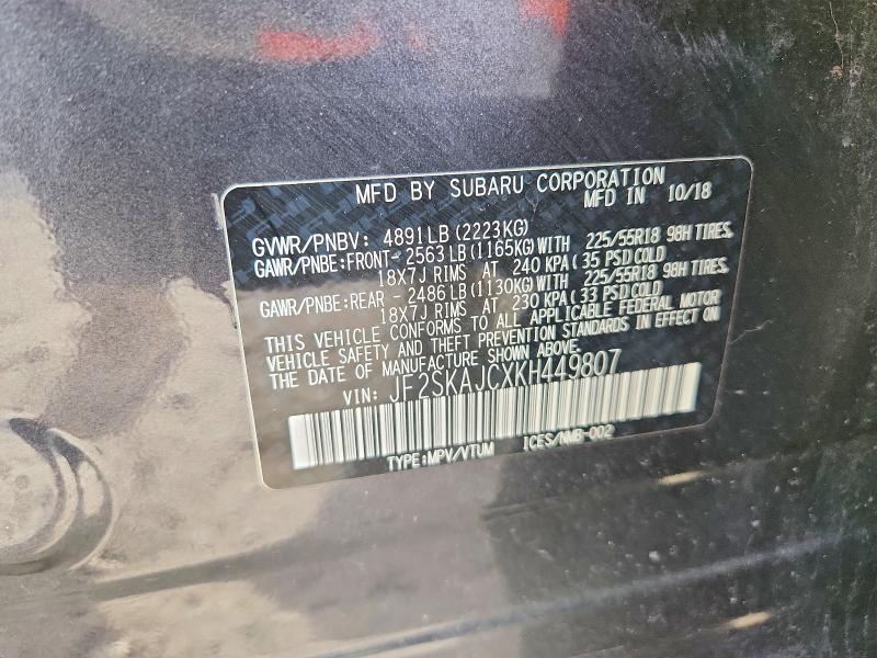 Продаж на аукціоні авто 2019 Subaru Forester, vin: JF2SKAJCXKH449807, номер лоту: 51707806