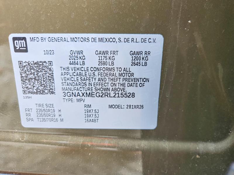 2024 Chevrolet Equinox მანქანა იყიდება აუქციონზე, vin: 3GNAXMEG2RL215528, აუქციონის ნომერი: 51782546