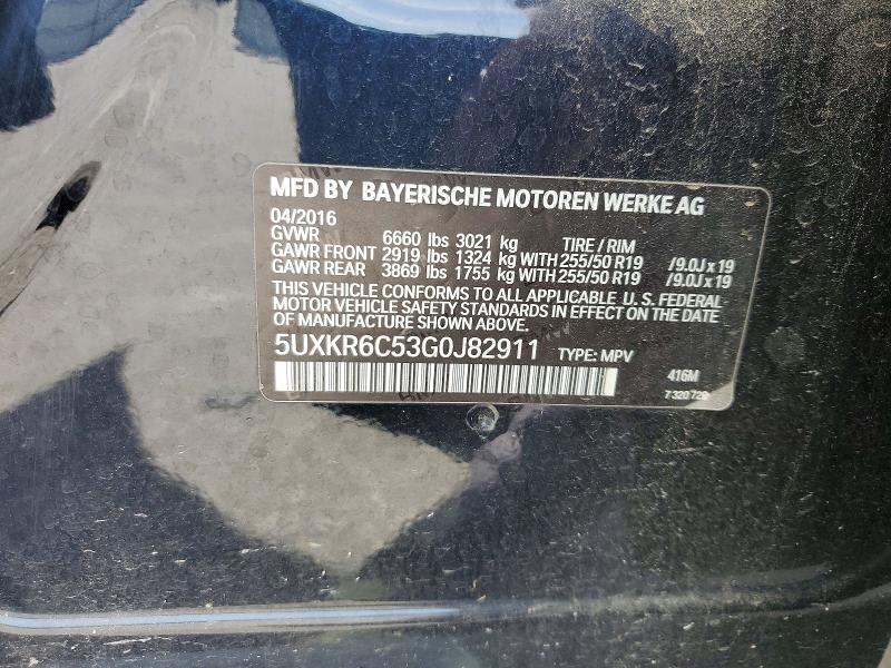 49371906 :رقم المزاد ، 5UXKR6C53G0J82911 vin ، 2016 Bmw X5 مزاد بيع