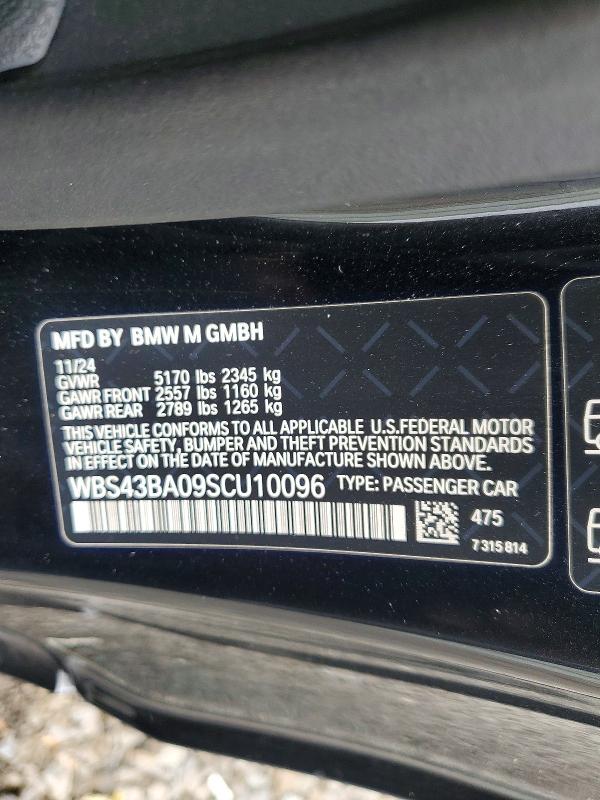 Продаж на аукціоні авто 2025 Bmw M4, vin: WBS43BA09SCU10096, номер лоту: 51767776