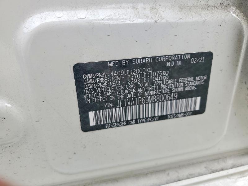 Aukcja sprzedaży 2021 Subaru Wrx, vin: JF1VA1P69M8800649, numer aukcji: 49447076