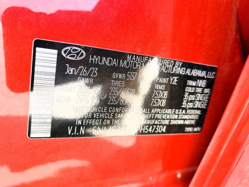 49825856 :رقم المزاد ، 5NMS34AJ1PH547304 vin ، 2023 Hyundai Santa Fe مزاد بيع