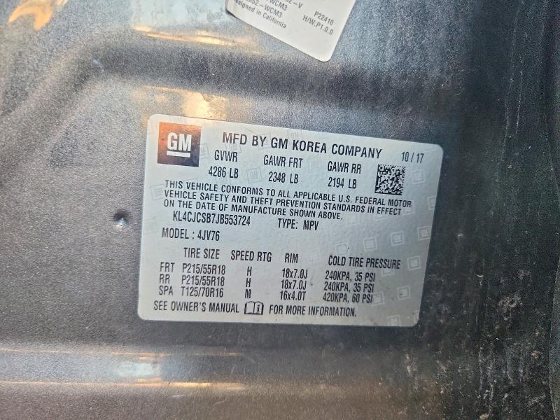 49514446 :رقم المزاد ، KL4CJCSB7JB553724 vin ، 2018 Buick Encore مزاد بيع