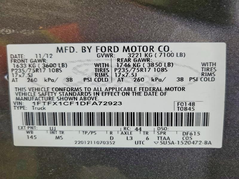 Auction sale of the 2013 Ford F150, vin: 1FTFX1CF1DFA72923, lot number: 50436276