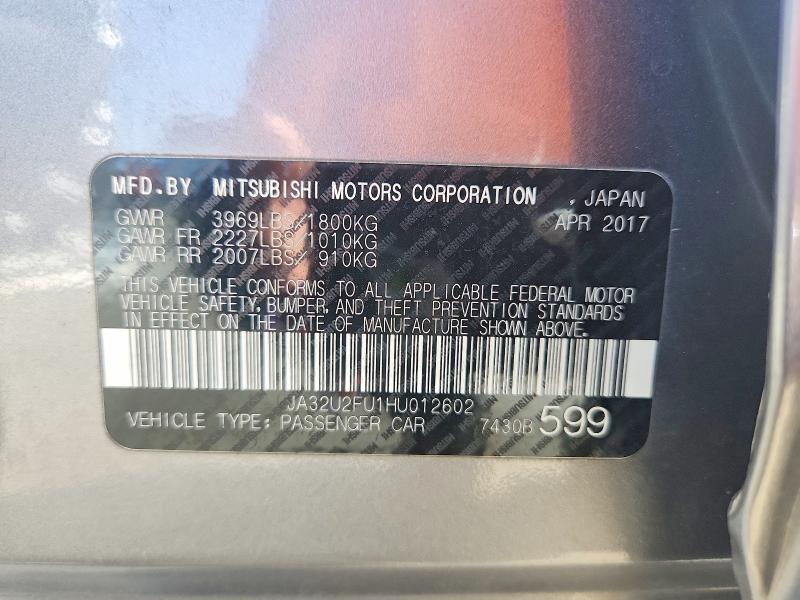 Продаж на аукціоні авто 2017 Mitsubishi Lancer, vin: JA32U2FU1HU012602, номер лоту: 49910146
