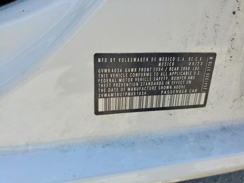 49905796 :رقم المزاد ، 3VWAM7BU1PM051934 vin ، 2023 Volkswagen Jetta مزاد بيع