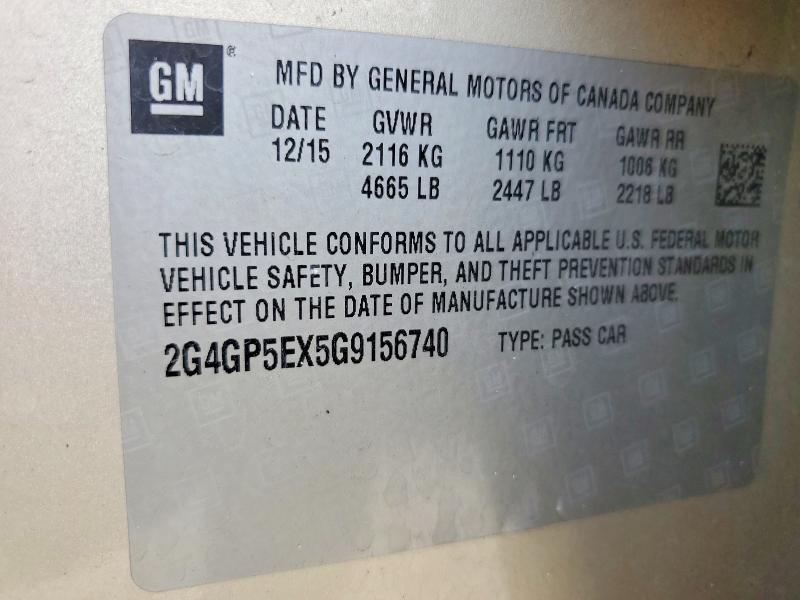 Продаж на аукціоні авто 2016 Buick Regal, vin: 2G4GP5EX5G9156740, номер лоту: 48415026