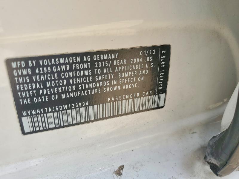 49612876 :رقم المزاد ، WVWHV7AJ5DW123994 vin ، 2013 Volkswagen Gti مزاد بيع