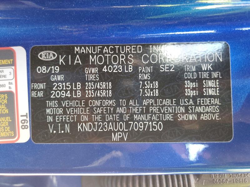 2020 Kia Soul მანქანა იყიდება აუქციონზე, vin: KNDJ23AU0L7097150, აუქციონის ნომერი: 49322636