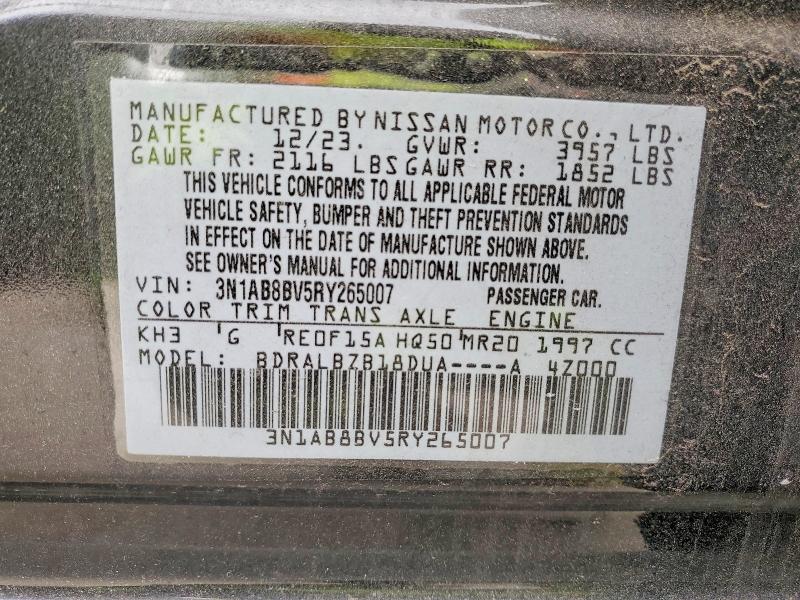 52126886 :رقم المزاد ، 3N1AB8BV5RY265007 vin ، 2024 Nissan Sentra مزاد بيع