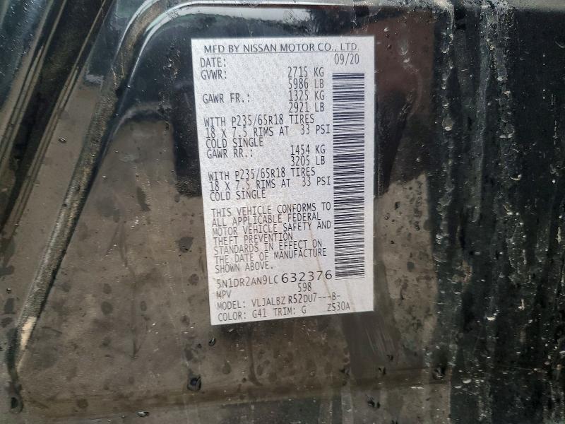 Продажа на аукционе авто 2020 Nissan Pathfinder, vin: 5N1DR2AN9LC632376, номер лота: 50200086