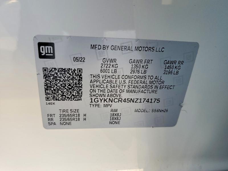 Продаж на аукціоні авто 2022 Cadillac Xt5, vin: 1GYKNCR45NZ174175, номер лоту: 51596556