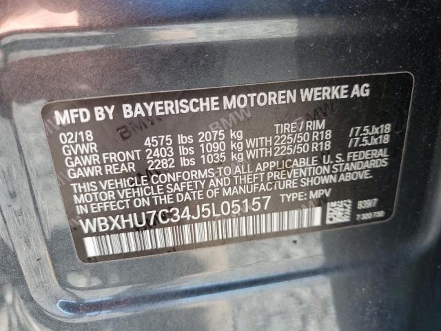 50149806 :رقم المزاد ، WBXHU7C34J5L05157 vin ، 2018 Bmw X1 مزاد بيع