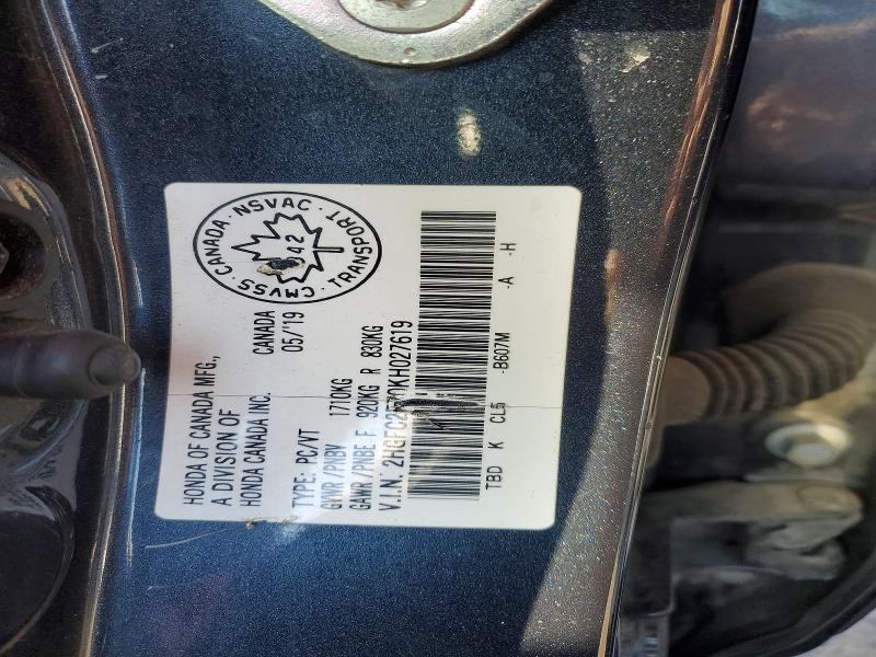 Aukcja sprzedaży 2019 Honda Civic, vin: 2HGFC2F70KH027619, numer aukcji: 48626166