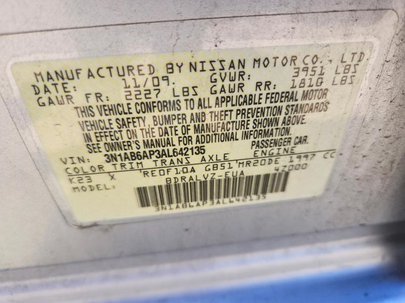 Aukcja sprzedaży 2010 Nissan Sentra, vin: 3N1AB6AP3AL642135, numer aukcji: 49644266