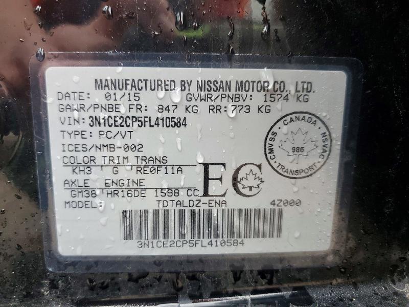 49510646 :رقم المزاد ، 3N1CE2CP5FL410584 vin ، 2015 Nissan Versa Note مزاد بيع