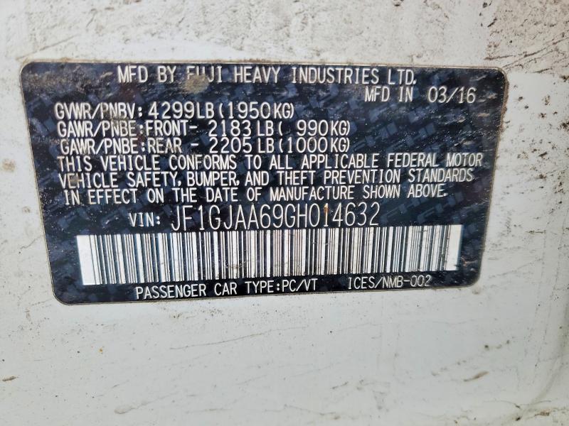 50118176 :رقم المزاد ، JF1GJAA69GH014632 vin ، 2016 Subaru Impreza مزاد بيع