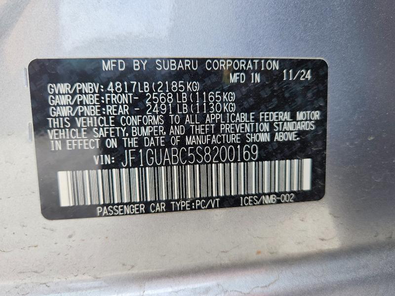 51292346 :رقم المزاد ، JF1GUABC5S8200169 vin ، 2025 Subaru Impreza مزاد بيع