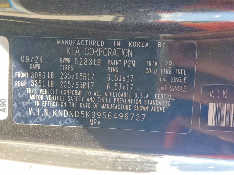 2025 Kia Carnival მანქანა იყიდება აუქციონზე, vin: KNDNB5K39S6496727, აუქციონის ნომერი: 47716606