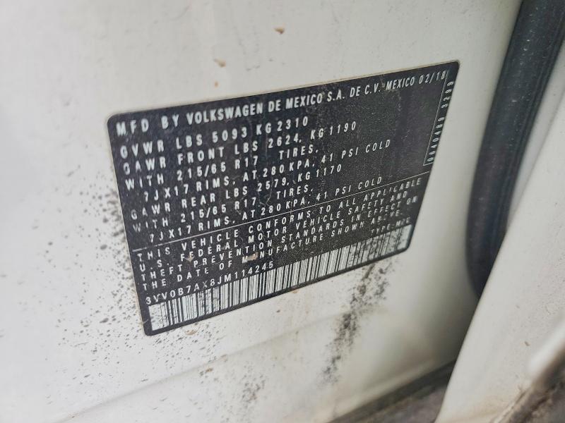 Aukcja sprzedaży 2018 Volkswagen Tiguan, vin: 3VV0B7AX8JM114245, numer aukcji: 51588376