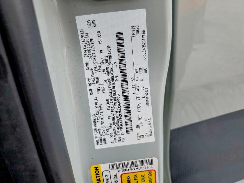 2021 Ford Ranger მანქანა იყიდება აუქციონზე, vin: 1FTER4FHXMLD66908, აუქციონის ნომერი: 51941546