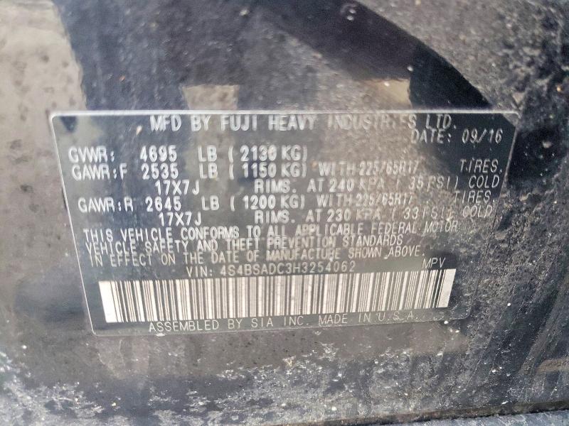Продажа на аукционе авто 2017 Subaru Outback, vin: 4S4BSADC3H3254062, номер лота: 48861616