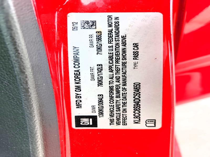 Продажа на аукционе авто 2013 Chevrolet Spark, vin: KL8CC6S94DC504650, номер лота: 46780626