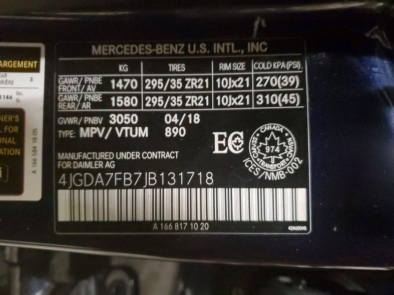 Aukcja sprzedaży 2018 Mercedes-benz Gle, vin: 4JGDA7FB7JB131718, numer aukcji: 51417486