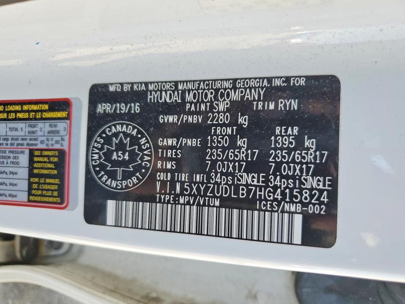 Aukcja sprzedaży 2017 Hyundai Santa Fe Sport, vin: 5XYZUDLB7HG415824, numer aukcji: 50855186