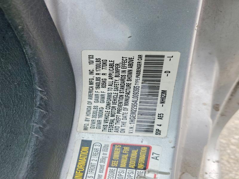 49054186 :رقم المزاد ، 1HGEM22954L009395 vin ، 2004 Honda Civic مزاد بيع