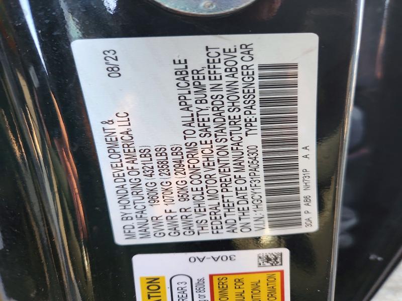 Продаж на аукціоні авто 2023 Honda Accord, vin: 1HGCY1F31PA054300, номер лоту: 49412296