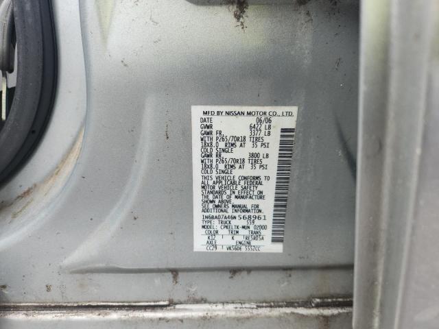 2006 Nissan Titan მანქანა იყიდება აუქციონზე, vin: 1N6BA07A46N568961, აუქციონის ნომერი: 49378186