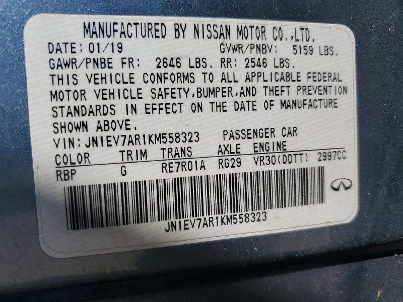 Продажа на аукционе авто 2019 Infiniti Q50, vin: JN1EV7AR1KM558323, номер лота: 49052496