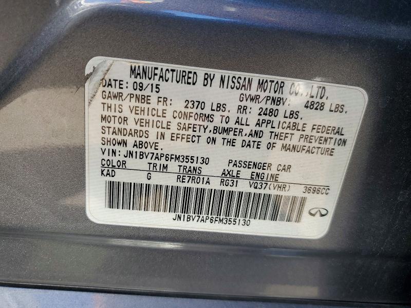 Aukcja sprzedaży 2015 Infiniti Q50, vin: JN1BV7AP6FM355130, numer aukcji: 50002906