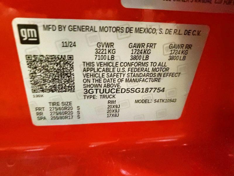 51630316 :رقم المزاد ، 3GTUUCED5SG187754 vin ، 2025 Gmc Sierra مزاد بيع