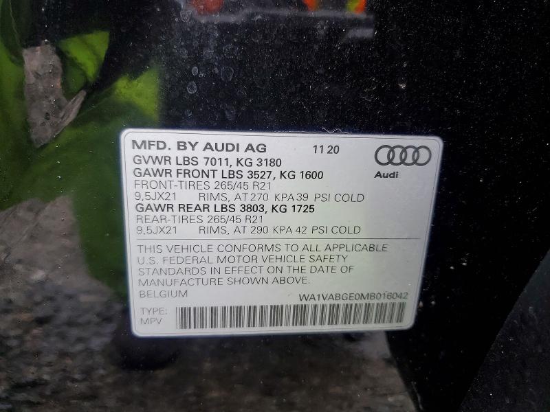 Aukcja sprzedaży 2021 Audi E-tron, vin: WA1VABGE0MB016042, numer aukcji: 48172096