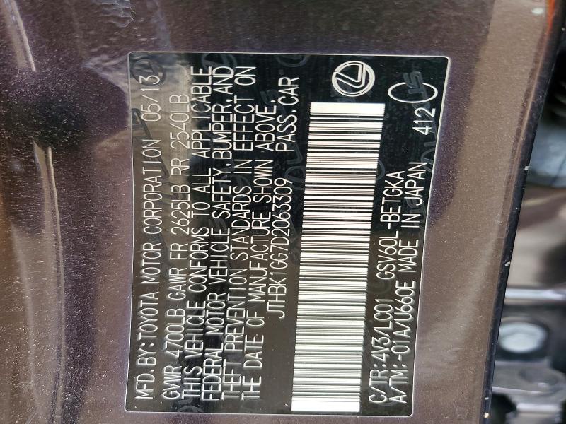 Продаж на аукціоні авто 2013 Lexus Es, vin: JTHBK1GG7D2063309, номер лоту: 51286596
