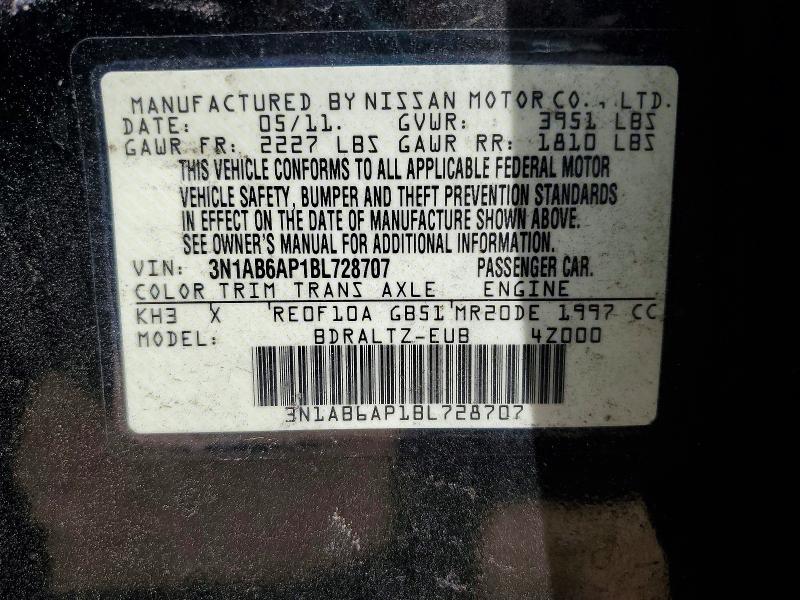Продажа на аукционе авто 2011 Nissan Sentra, vin: 3N1AB6AP1BL728707, номер лота: 49638656