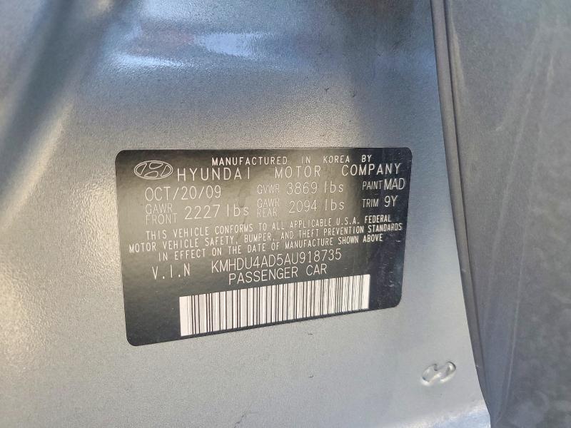 Продаж на аукціоні авто 2010 Hyundai Elantra, vin: KMHDU4AD5AU918735, номер лоту: 50110476