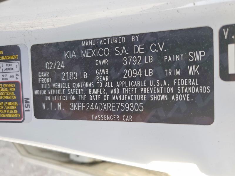 Aukcja sprzedaży 2024 Kia Forte, vin: 3KPF24ADXRE759305, numer aukcji: 49064986