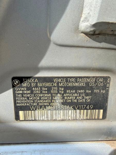 49844126 :رقم المزاد ، WBAVD13516KV11749 vin ، 2006 Bmw 325 مزاد بيع