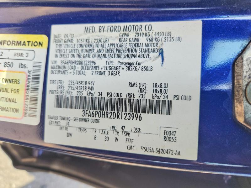 51026706 :رقم المزاد ، 3FA6P0HR2DR123996 vin ، 2013 Ford Fusion مزاد بيع