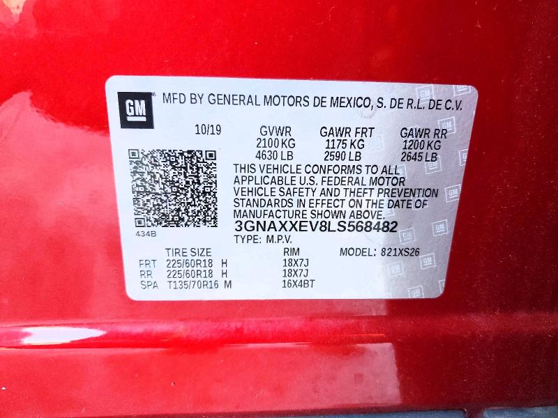 Aukcja sprzedaży 2020 Chev Equinox, vin: 3GNAXXEV8LS568482, numer aukcji: 49403366