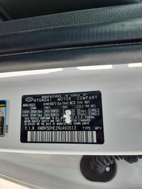 2022 Hyundai Palisade მანქანა იყიდება აუქციონზე, vin: KM8R5DHE2NU460613, აუქციონის ნომერი: 48542486