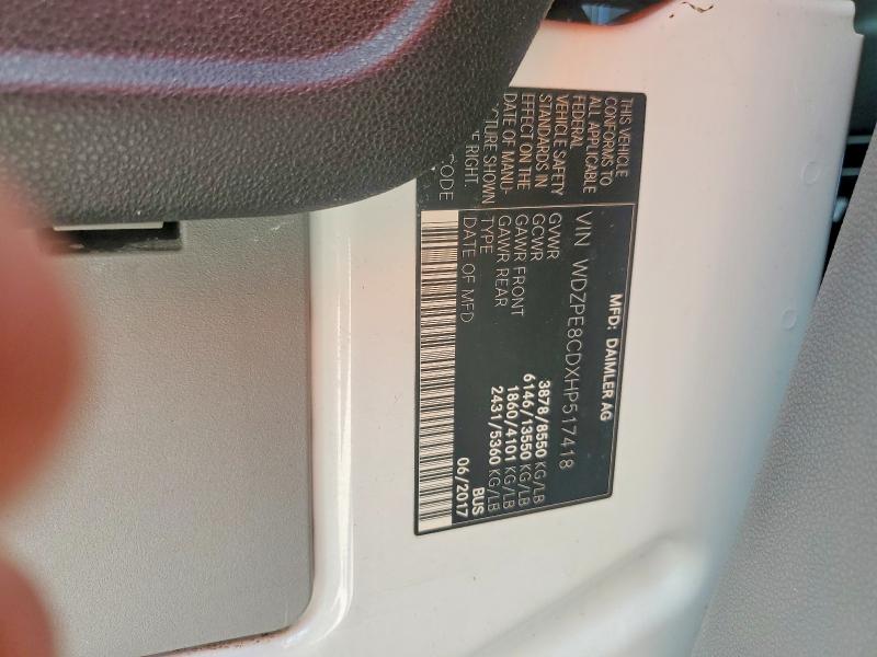 Продаж на аукціоні авто 2017 Mercedes Benz Sprinter, vin: WDZPE8CDXHP517418, номер лоту: 50190526