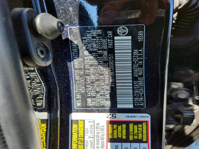 2018 Toyota Camry მანქანა იყიდება აუქციონზე, vin: 4T1B11HK1JU082151, აუქციონის ნომერი: 49642026