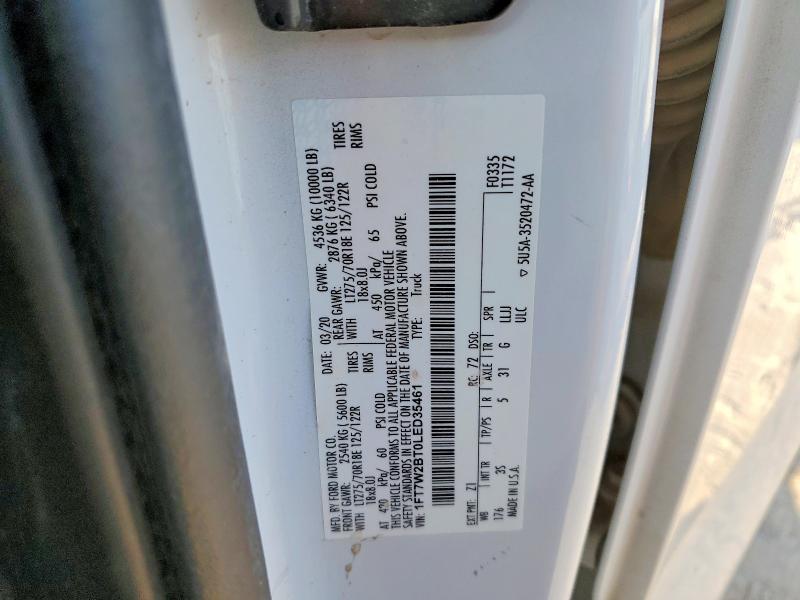 2020 Ford F250 მანქანა იყიდება აუქციონზე, vin: 1FT7W2BT0LED35461, აუქციონის ნომერი: 50231086