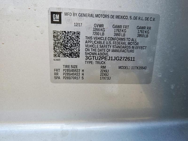Aukcja sprzedaży 2018 Gmc Sierra, vin: 3GTU2PEJ1JG272611, numer aukcji: 48498276